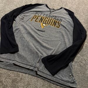 CCM Pittsburgh Penguins long sleeve tshirt in black and gray with great logo 2XL